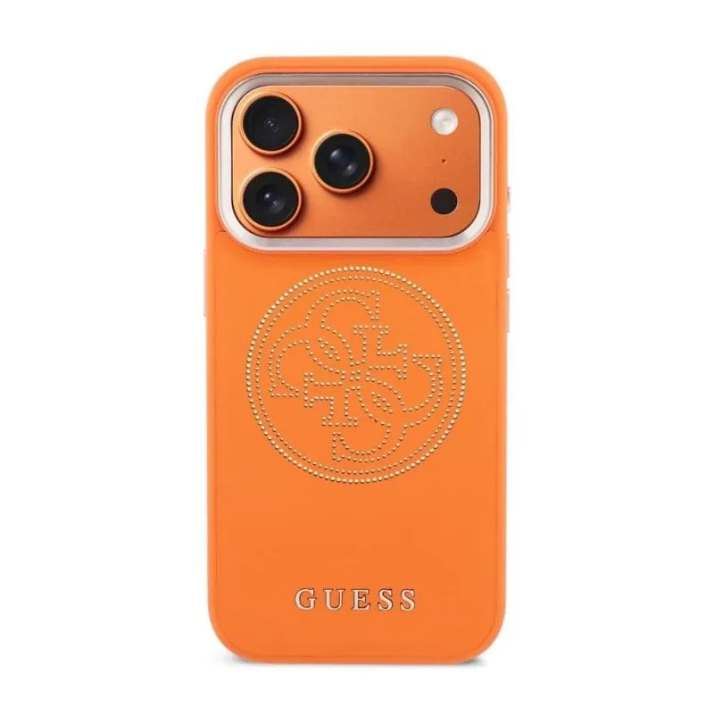 Custodia per smartphone Guess Effetto Pelle Arancione Logo Elegante per iPhone 17 Pro Max - immagine 1