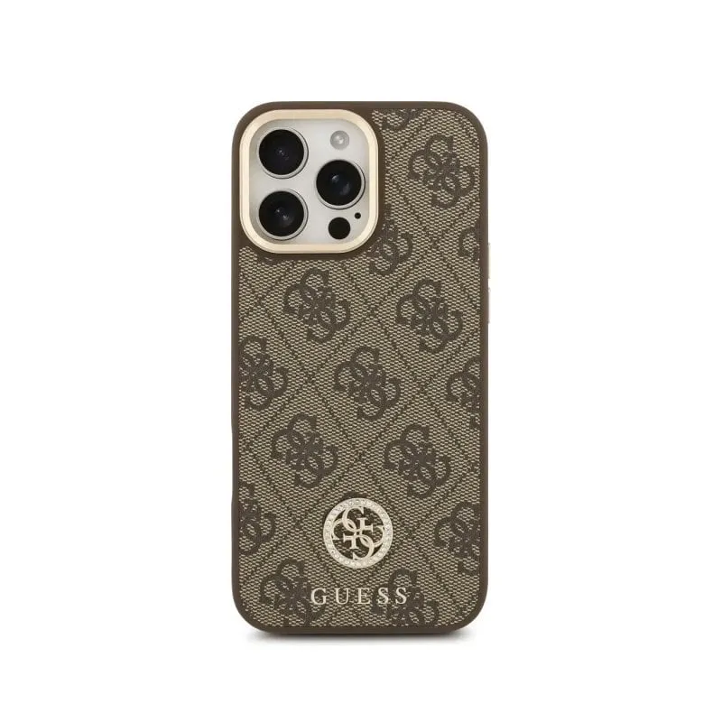 Funda per smartphone Guess Strass 4G Marrone con MagSafe e cinturino per iPhone 16 Pro - immagine 1