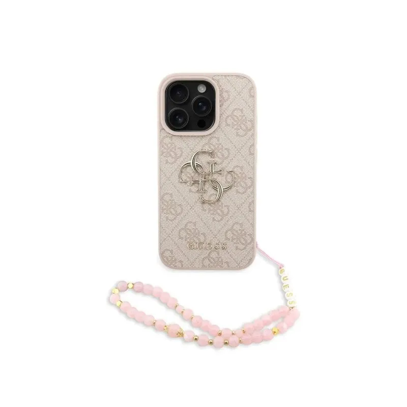 Custodia per smartphone Guess Polipiel Rosa Logo 4G Perle per iPhone 16 Pro Max - immagine 1