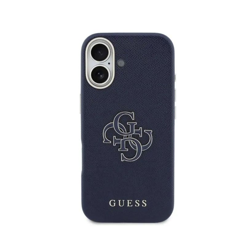 Funda per smartphone Guess Effetto Pelle Blu Logo Elegante per iPhone 17 - immagine 1
