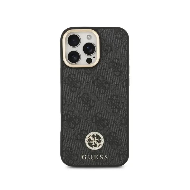 Funda per smartphone Guess Logo 4G Strass MagSafe Nero con tracolla per iPhone 16 Pro Max - immagine 1