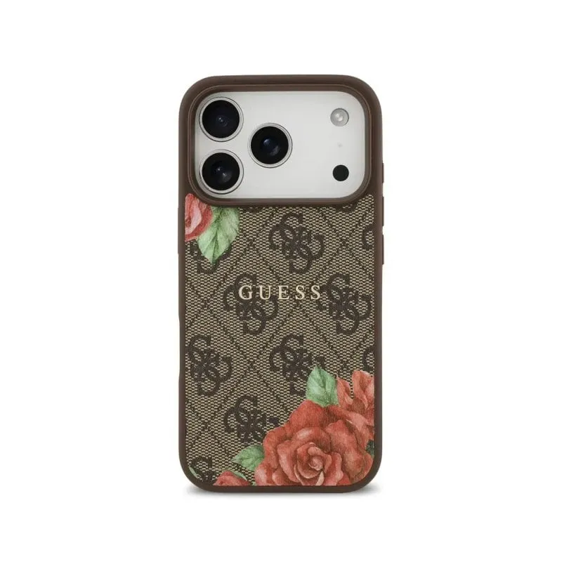 Funda per smartphone Guess 4G Fiori Marrone MagSafe Elegante per iPhone 17 Pro - immagine 1