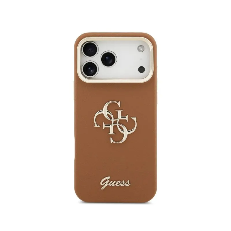 Funda per smartphone Guess Effetto Granulato Marrone con Supporto per iPhone 17 Pro Max - immagine 1