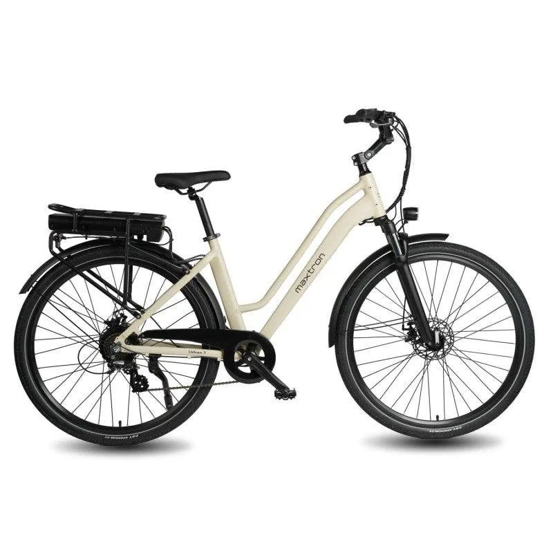 Bicicletta Elettrica Maxturn Urban7 250W 36V12.8Ah 27.5" Freni a Disco Meccanici Beige - immagine 1