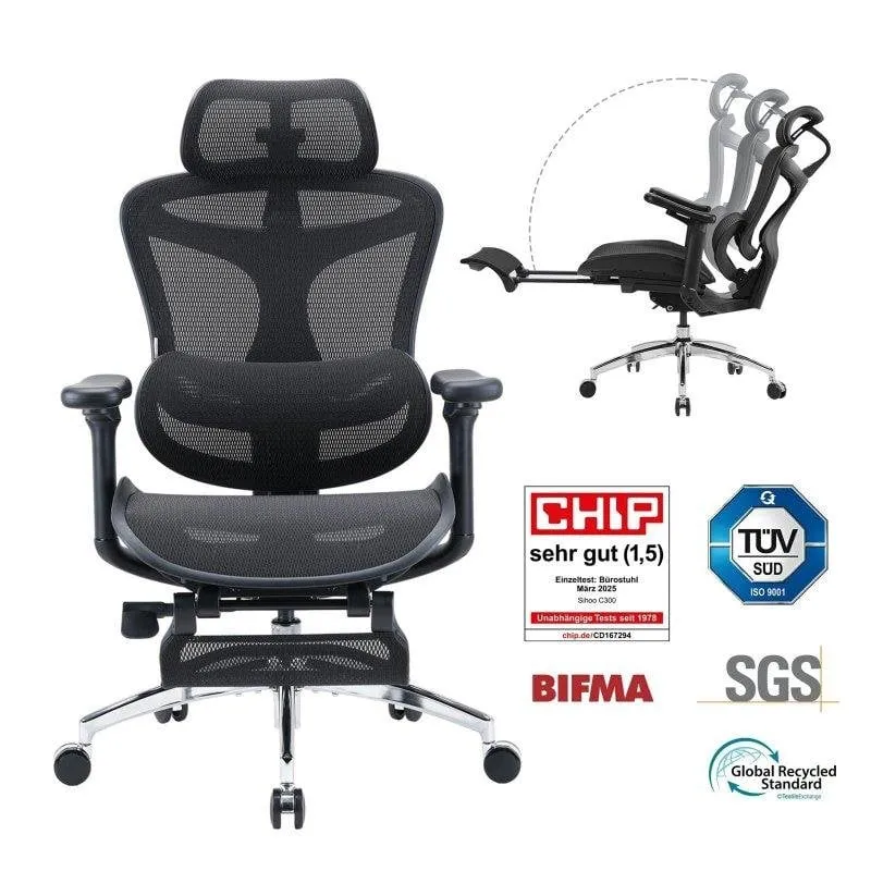 Sedia da Ufficio Ergonomica Sihoo Doro C300 JT - Appoggio Piedi Estensibile - immagine 1