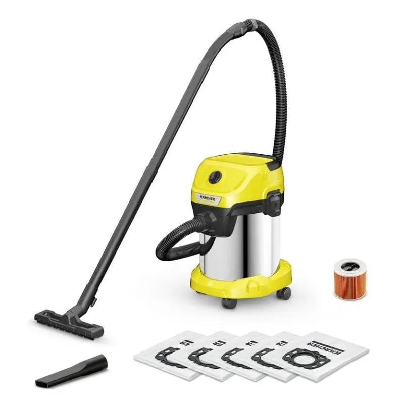 Aspirapolvere Industriale Kärcher 1.628-152.0 1000W Sacco 17L Nero Argento Giallo - immagine 1