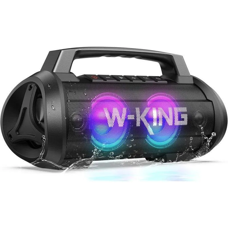 Altoparlanti W-King Bluetooth 120W resistenti IPX6 con LED e stereo - immagine 1