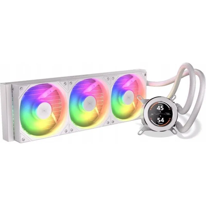Refrigerazione Liquida Krux HydroGlance 360 LCD White 360mm 3 Ventole ARGB - immagine 1
