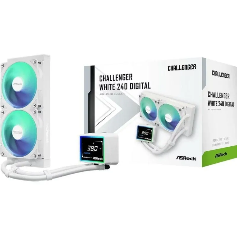 Refrigerazione Liquida AsRock Challenger 240 ARGB White 240mm 2 Ventole Digitali - immagine 1