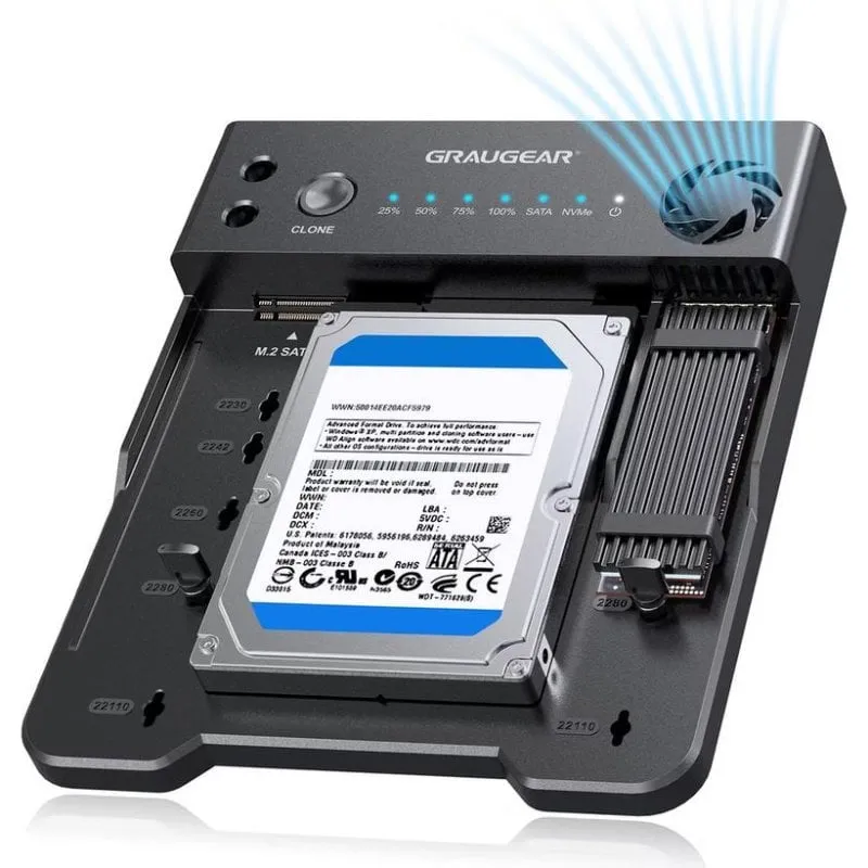 Duplicatore di dischi Graugear G-M2ST235-CL per M.2 NVMe/SATA e 2.5"/3.5" - immagine 1