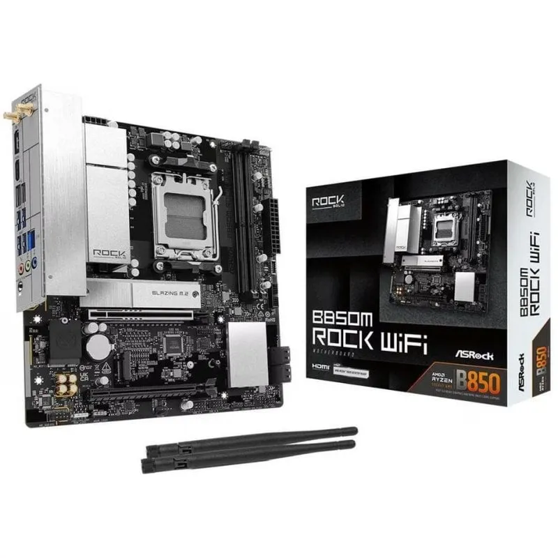 Scheda Madre AsRock B850M Rock WiFi 6 AMD B850 Socket AM5 DDR5 Micro ATX - immagine 1