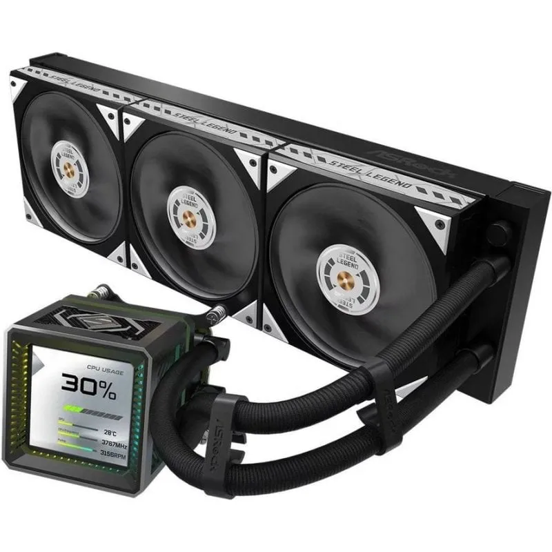 Refrigerazione Liquida AsRock CPC Steel Legend Dark 360mm 3 Ventole RGB - immagine 1