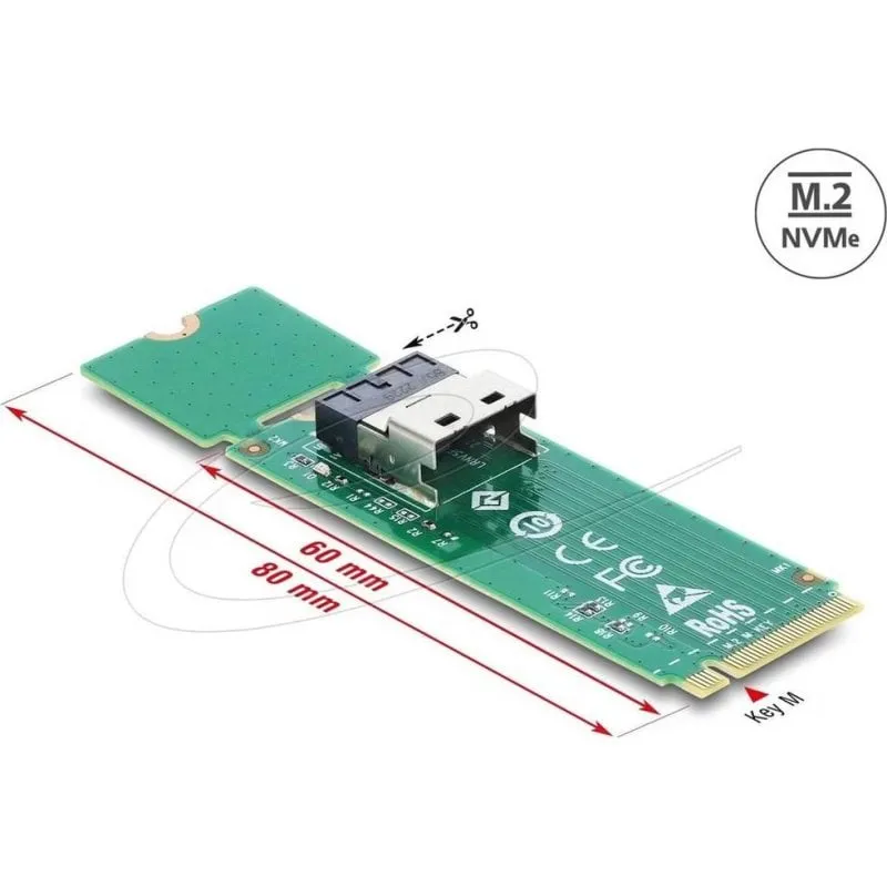 Convertitore M.2 Key M a SFF-8654 4i PCIe 4.0 NVMe Delock - immagine 1