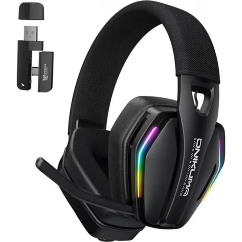 Cuffie Onikuma GT826 wireless Bluetooth USB-C gaming con microfono RGB nero - immagine 1
