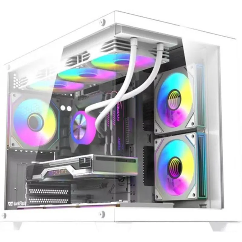 Case PC Darkflash B275 PRO Bianco con 6 Ventole e Pannello in Vetro - immagine 1