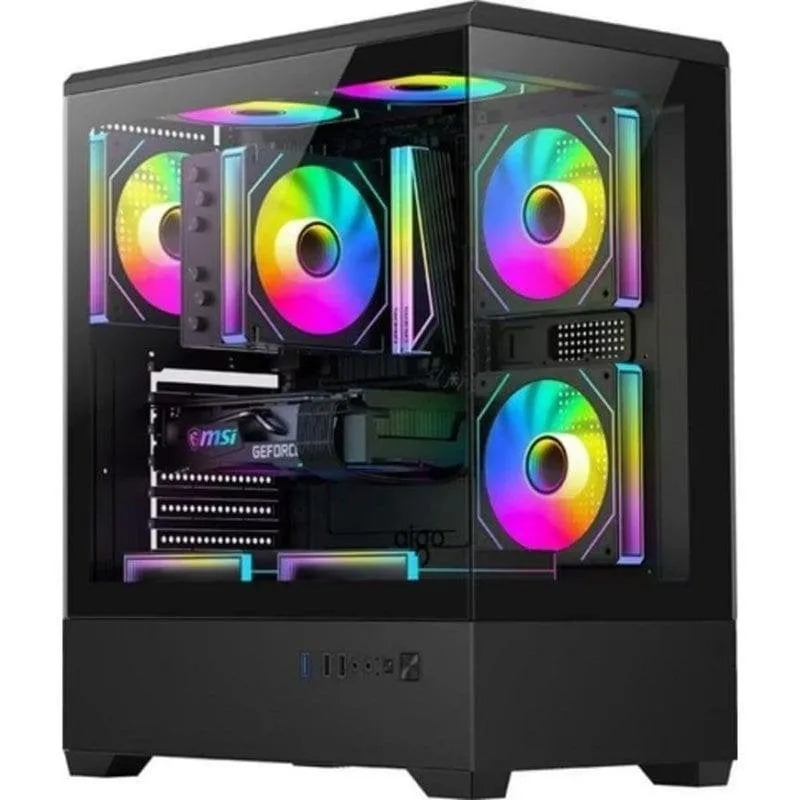 Caso PC Aigo Darkflash C365 270 deg Vetro Temperato Nero 5 ventole - immagine 1