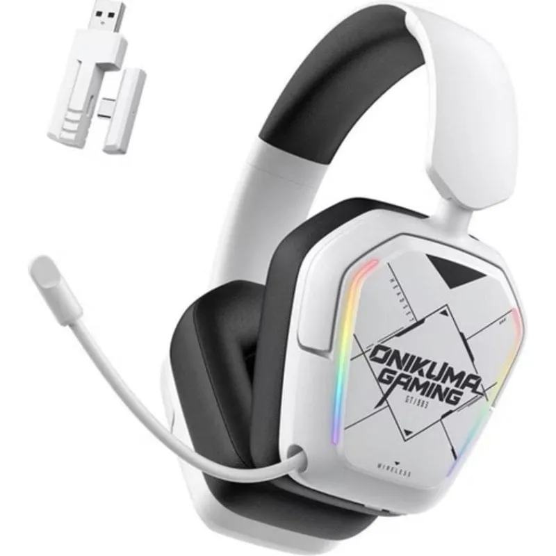 Cuffie Onikuma GT883 wireless Bluetooth e cablate Over Ear gaming bianche - immagine 1