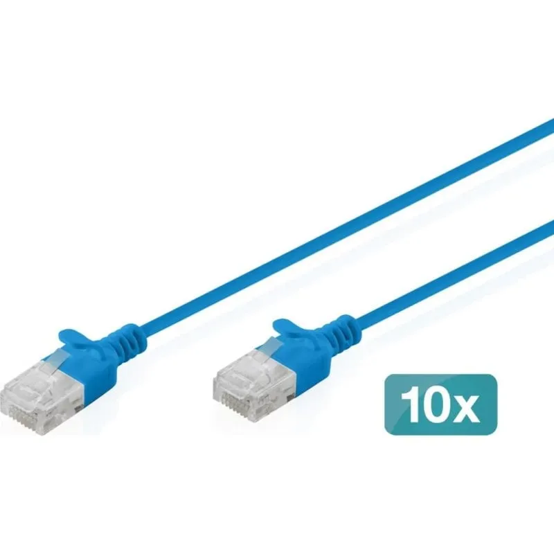 Cavo di Rete Digitus CAT6 U/UTP Slim 5m Blu 10 Unità - immagine 1