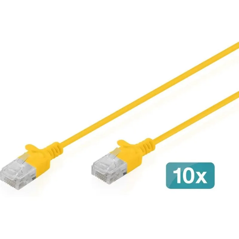 Cavo di Rete Digitus CAT6 U/UTP Slim 1,5 m Giallo 10 Unità - immagine 1