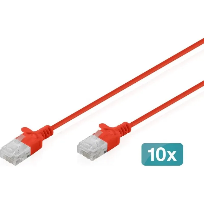 Cavo di Rete Digitus CAT6 U/UTP Slim 10x1.5m Rosso - immagine 1