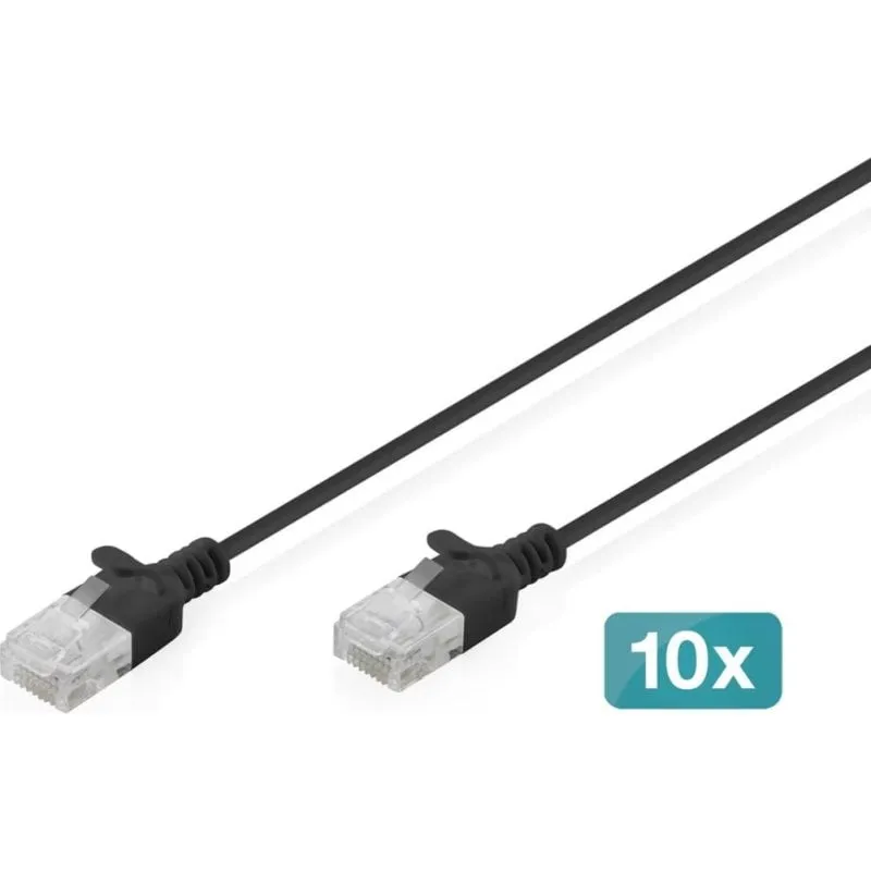 Cavo di Rete Digitus CAT6 U/UTP Slim 10x1m Nero - immagine 1