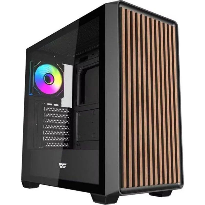 Case PC Darkflash DS900WD ATX Vetro Temperato Legno Nero - immagine 1