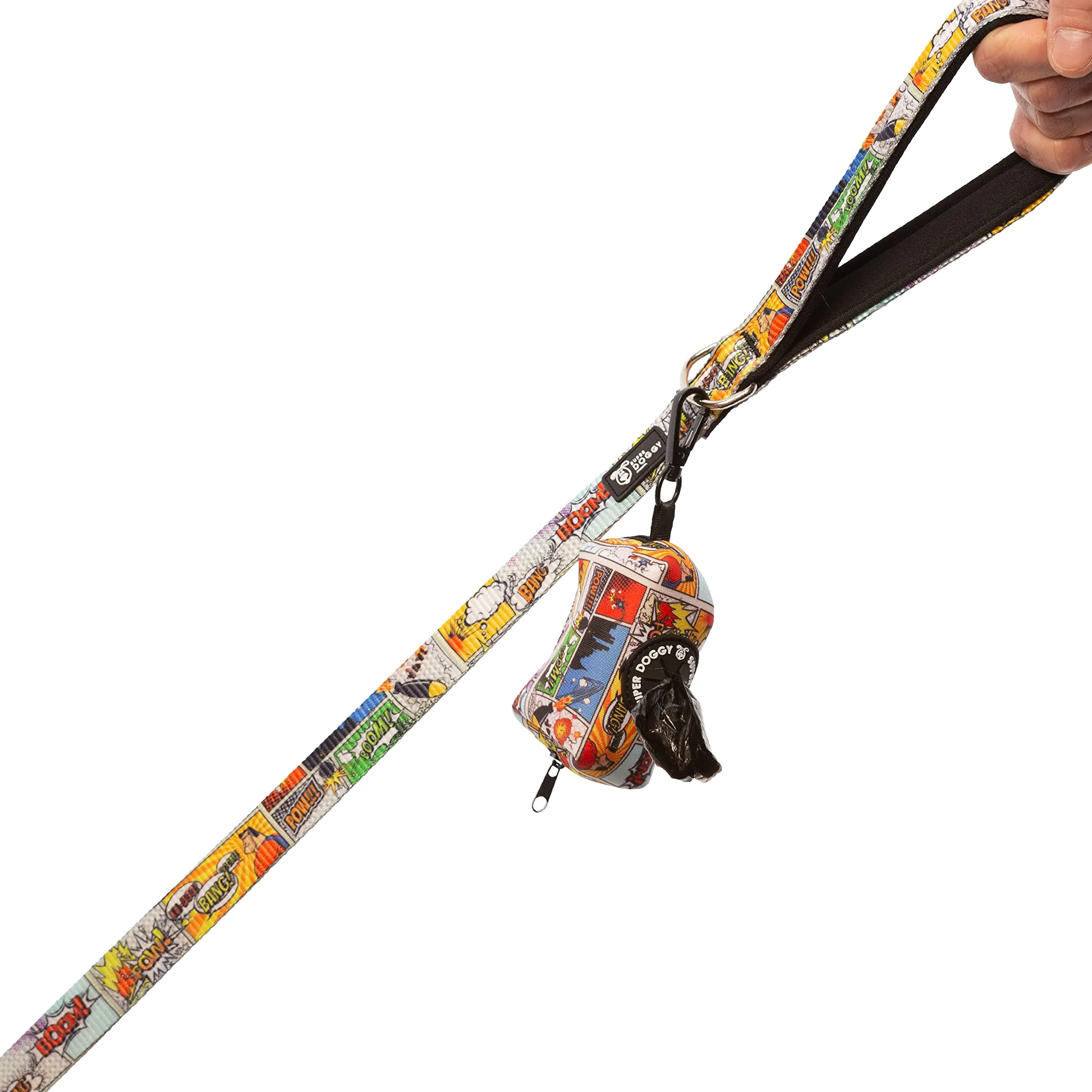 SUPER DOGGY Dispenser per Sacchetti per Cacca di Cane - Porta Sacchetti con Disegni per Guinzaglio - Buste per Premi e Accessori per Animali Domestici - Include Bustine per Cani (Cómic) - immagine 5