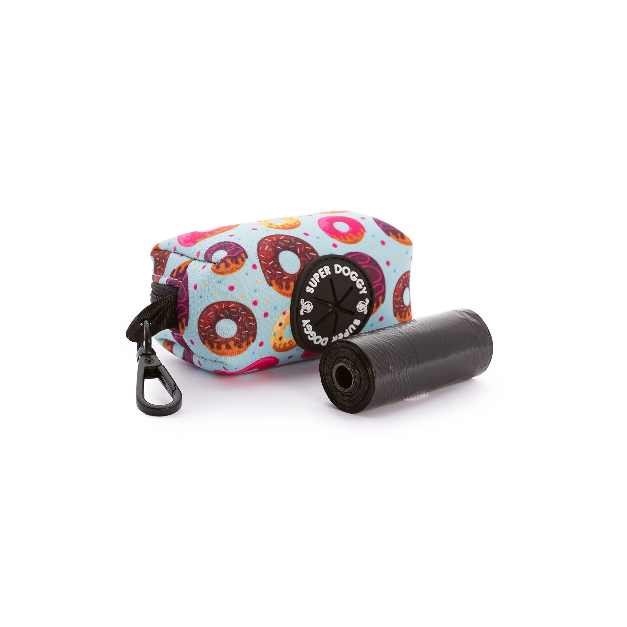 SUPER DOGGY Dispenser per Sacchetti per Cacca di Cane - Porta Sacchetti con Disegni per Guinzaglio - Buste per Premi e Accessori per Animali Domestici - Include per Bustine Cani (Donuts) - immagine 1