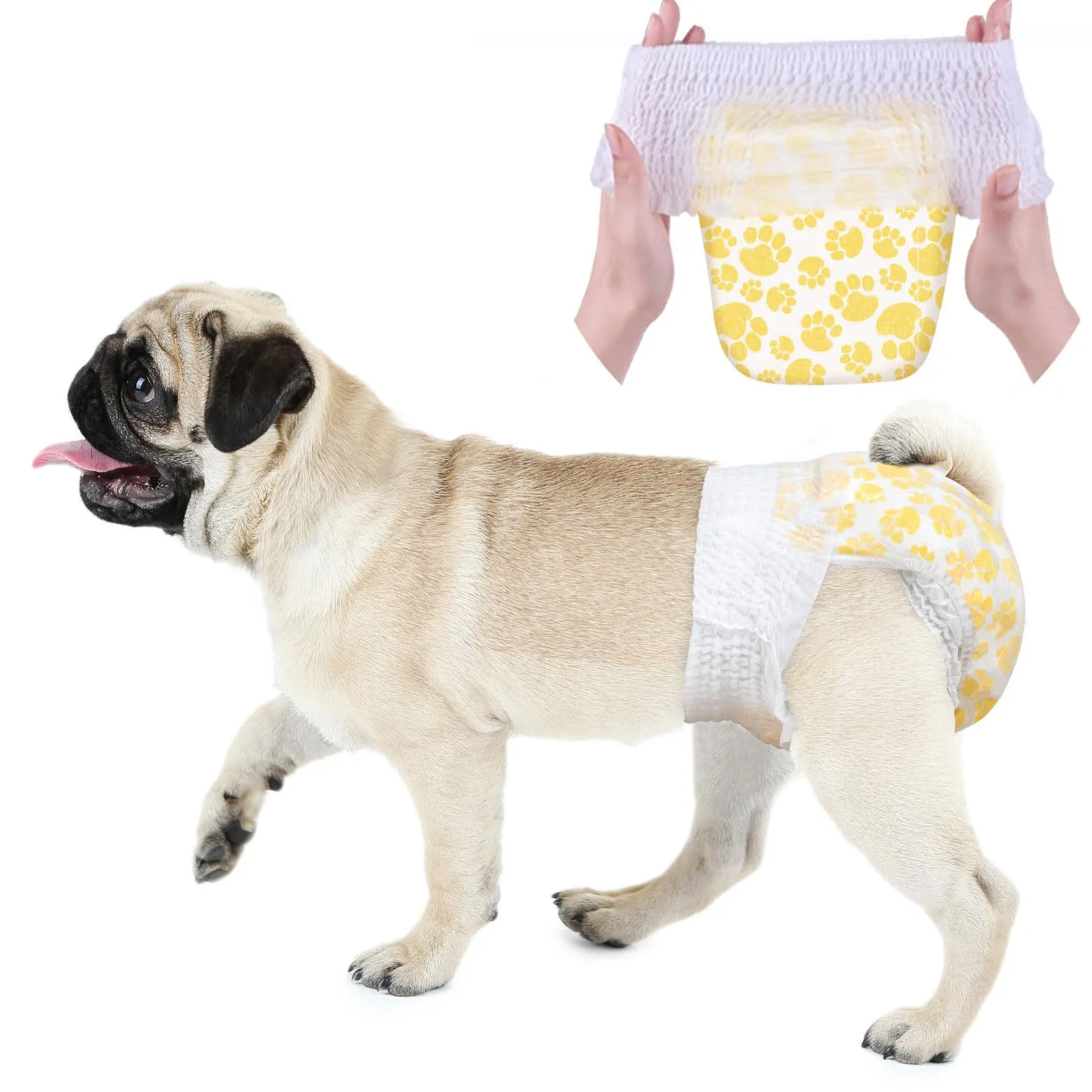 Dono Pannolini per cani femmina con vita elastica - 42 pezzi, pannolini monouso avvolgenti completi per cucciole di cane in calore, pannolino per cani 360° a prova di perdite super assorbente - immagine 1