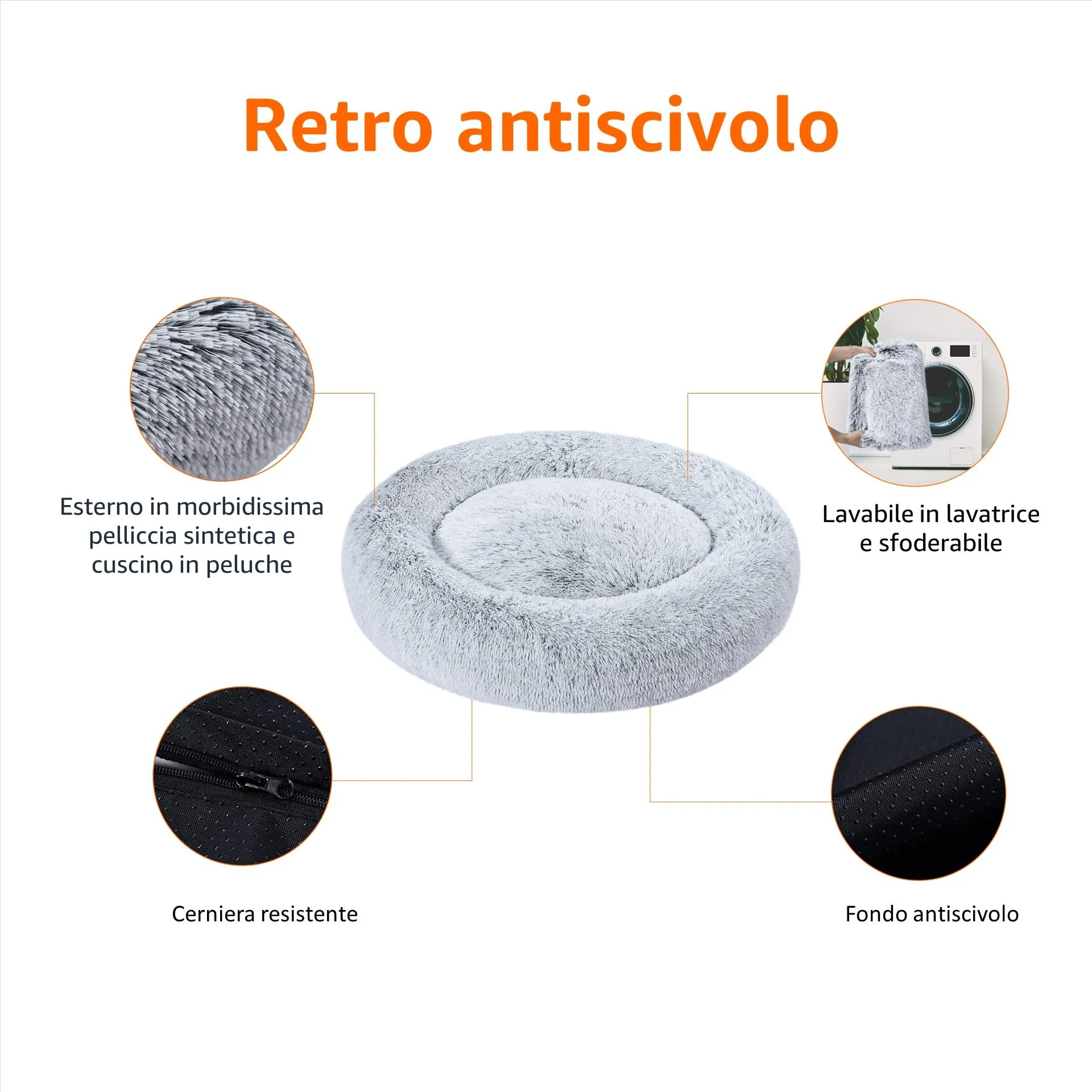 Amazon Basics Morbido Letto per animali per Cane, Lavabile in lavatrice, 59 cm, grigio - immagine 2