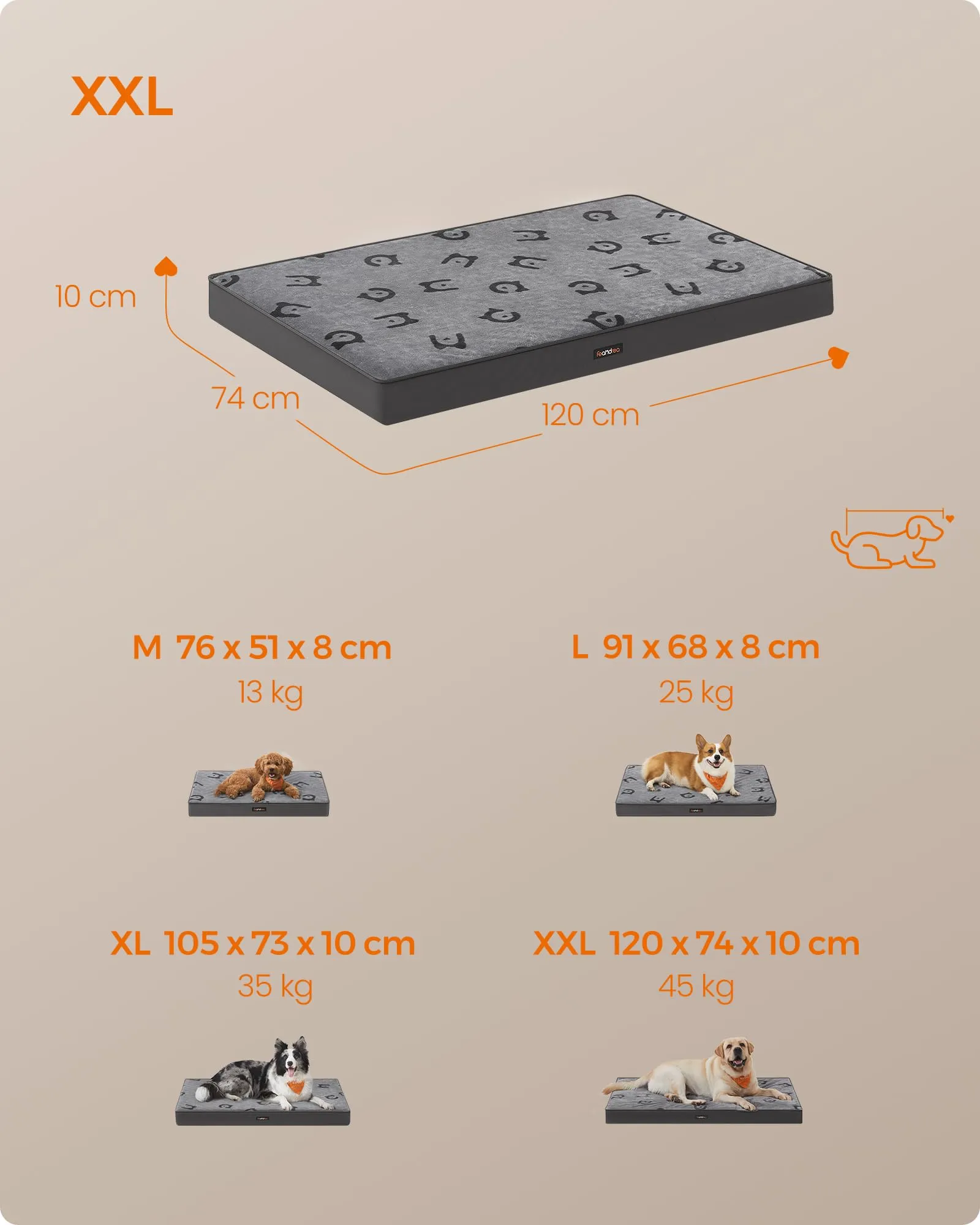 Feandrea Cuccia per Cani, Impermeabile, Sfoderabile, 120 x 74 x 10 cm - immagine 5