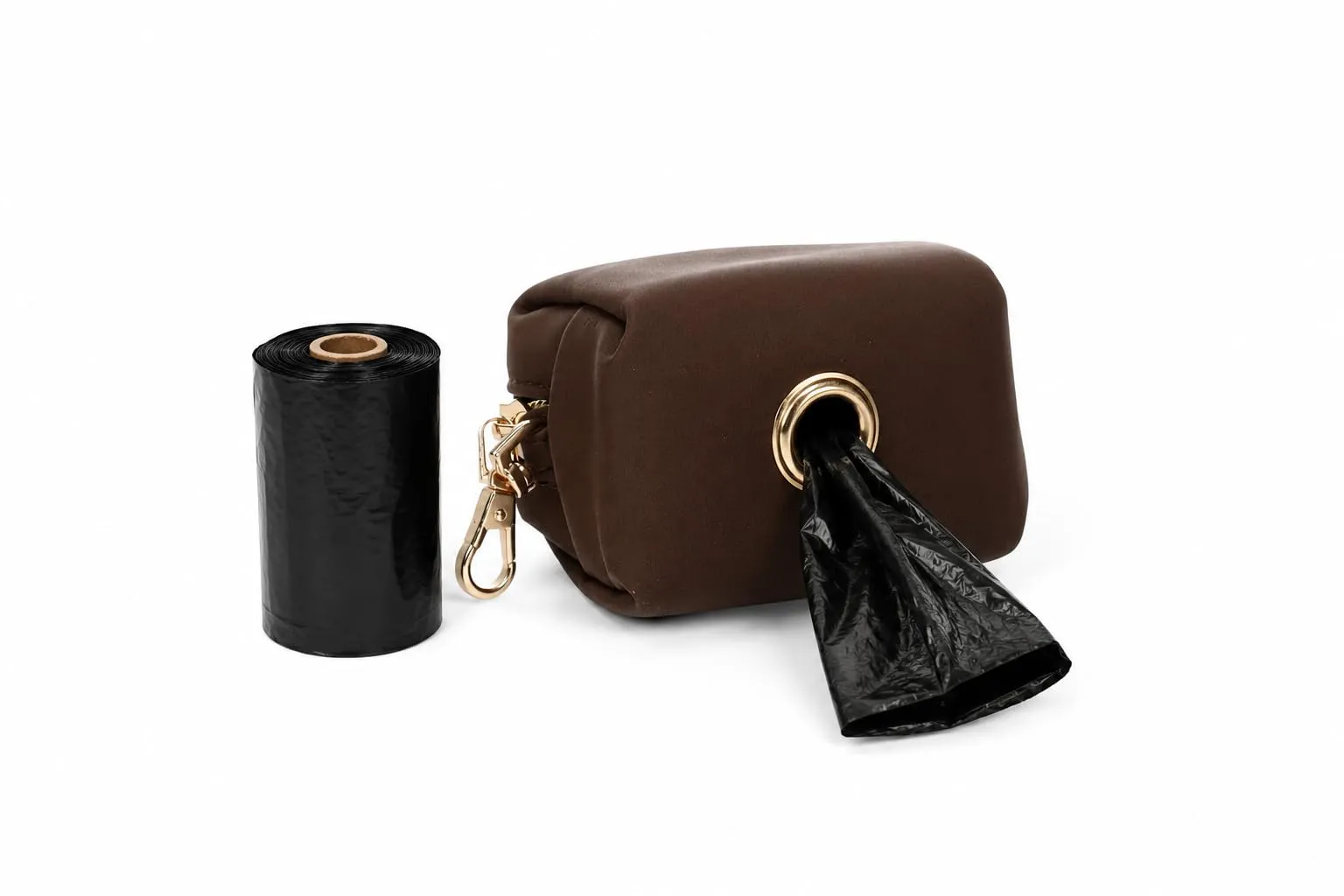 porta sacchetti cane - Mirko Marrone scuro - pochette in PU - chiusura lampo - moschettone - 1 rotolo incluso - Flamingo - immagine 6