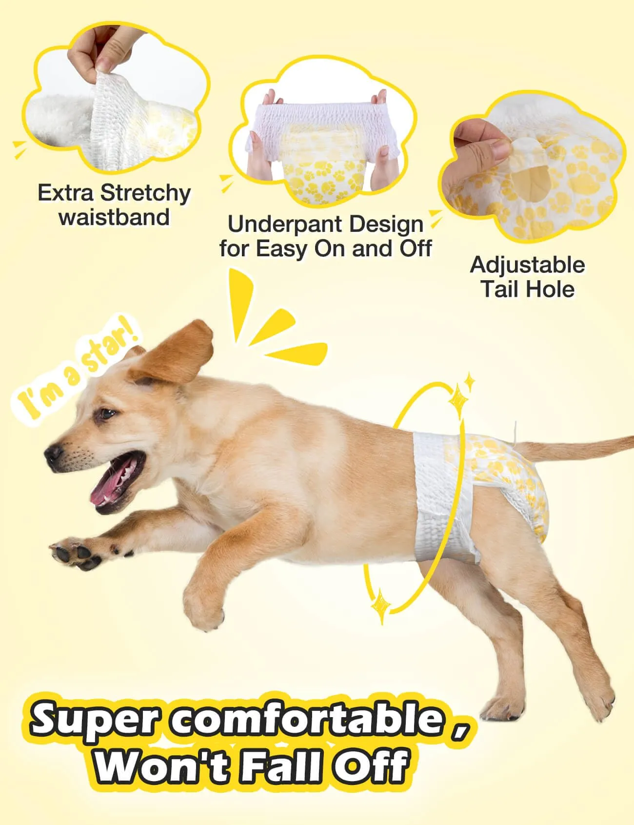 Dono Pannolini per Cani Femminili con Cintura Elastica Completamente Avvolta, 24 PZ, Pantaloni Termici per Cani Monouso, Pannolini per Cani, Super Assorbenti a Prova di Perdite, Pannolini per Cani in - immagine 3