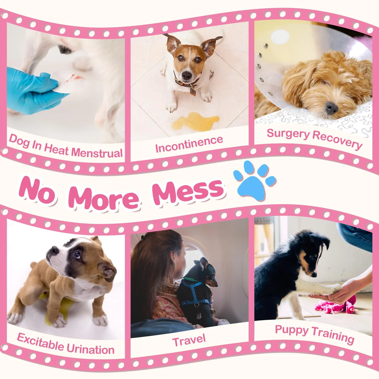 DONO Pannolini per Cani Femmina, 10 pezzi, Pannolino Cane Femmina, Mutandine per il calore, pannolini per gatti incontinenti, super assorbenti, incontinenza, M (25-45 cm) - immagine 8