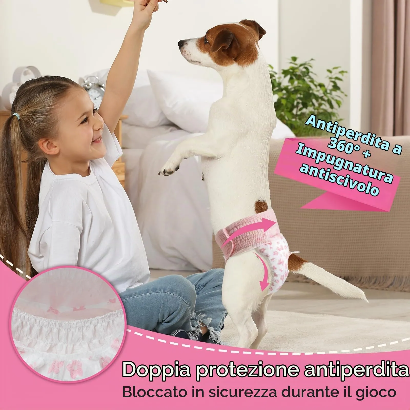DONO Pannolini per Cani Femmina, 10 pezzi, Pannolino Cane Femmina, Mutandine per il calore, pannolini per gatti incontinenti, super assorbenti, incontinenza, L (30-50 cm) - immagine 7
