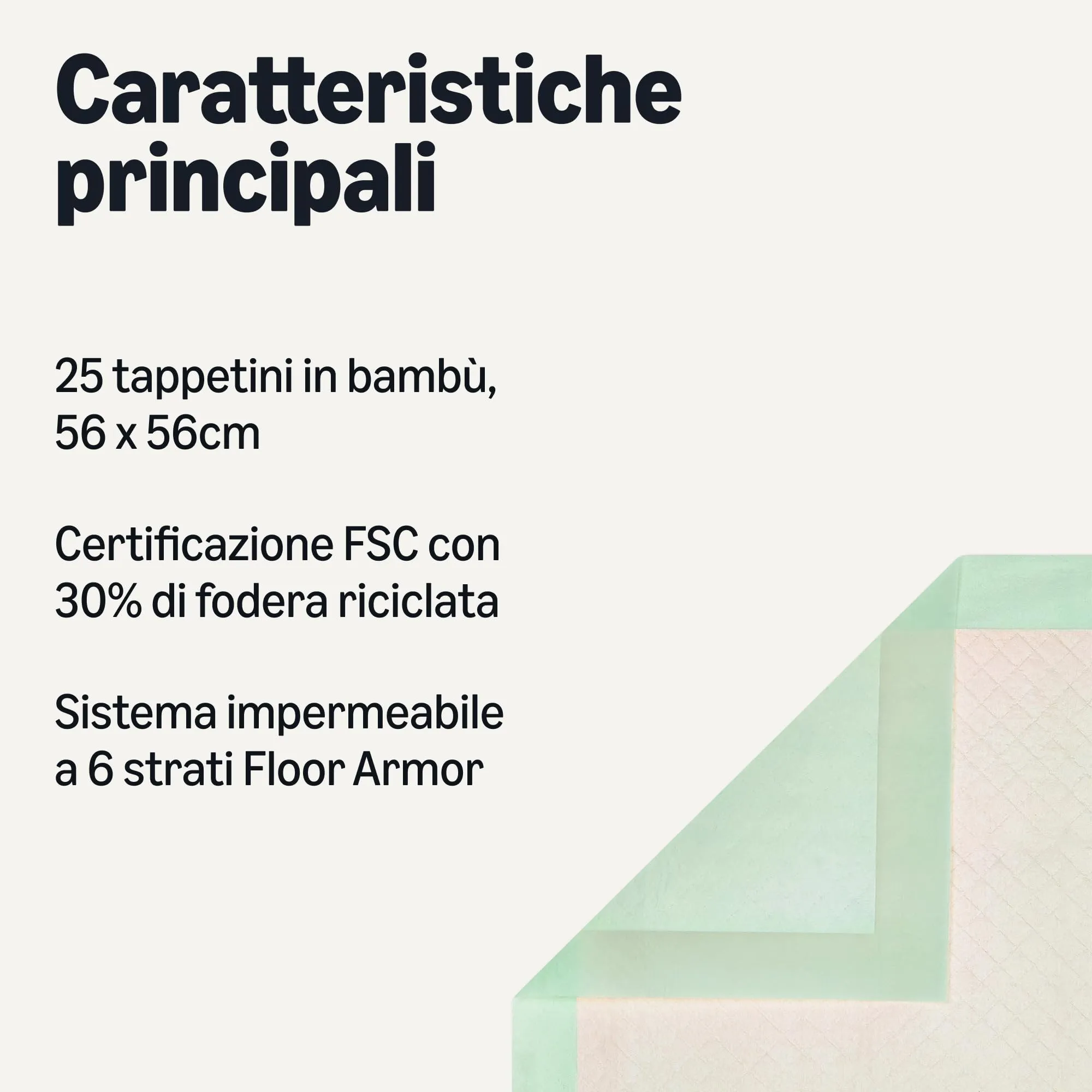 Amazon Basics Tappetini Igienici in Bambù Antiperdita per Cani e Cuccioli, Formato Regular/Standard, Confezione da 25, Dimensioni 56 x 56 cm - immagine 2