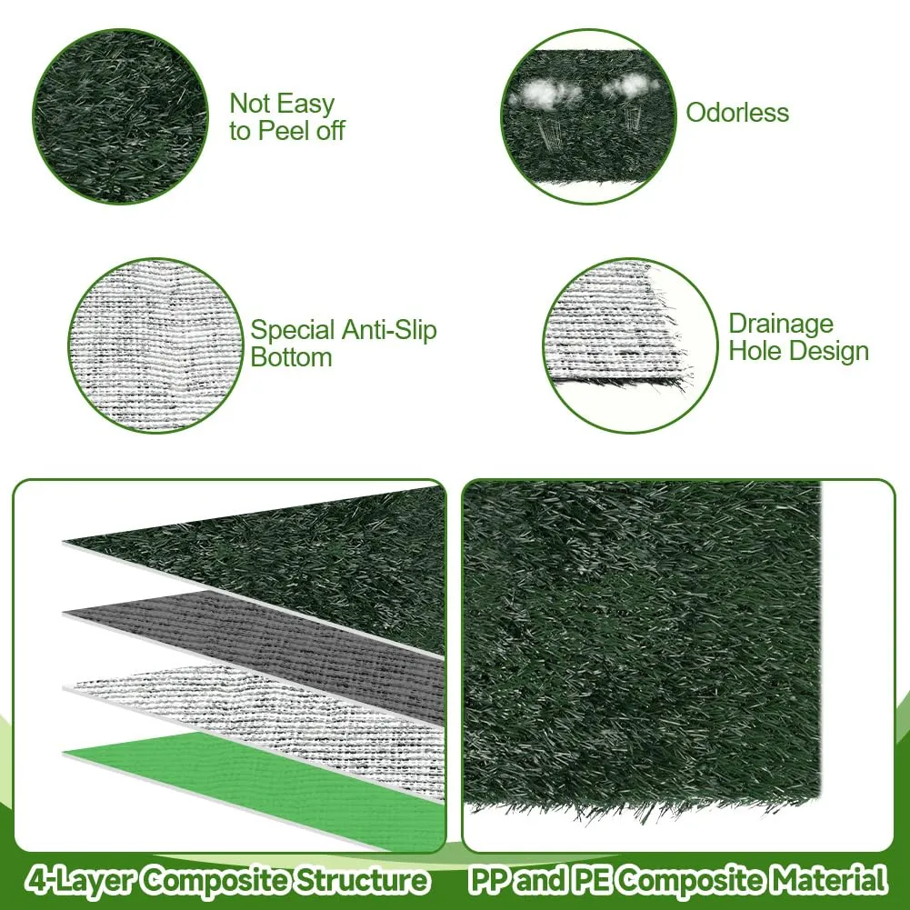 AUYAO Lettiera per Cani, Dog Toilette per Cani con Erba Artificiale, 80 x 100 cm, Toilette Tappeto Erboso Lavabile per Training Cucciolo per Interni ed Esterni, Verde - immagine 3