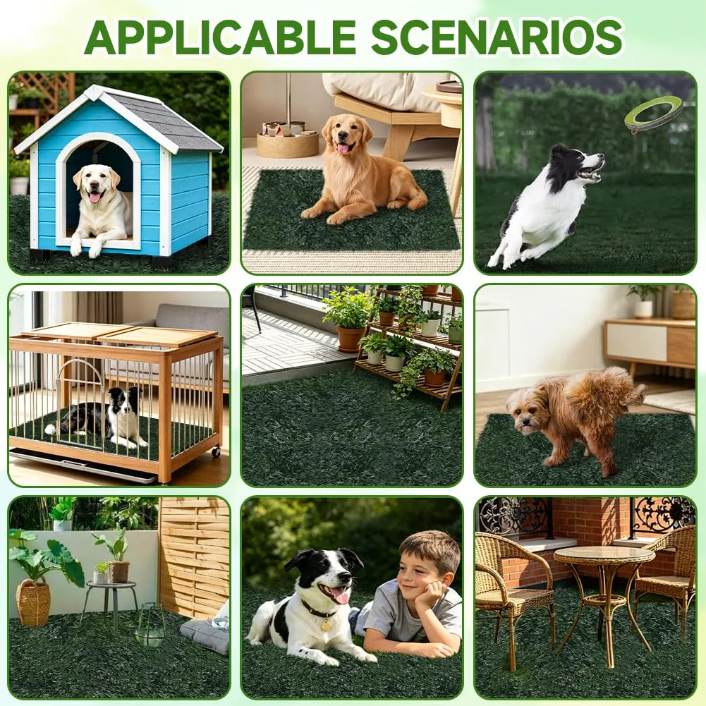 AUYAO Lettiera per Cani, Dog Toilette per Cani con Erba Artificiale, 46 x 58 cm, Toilette Tappeto Erboso Lavabile per Training Cucciolo per Interni ed Esterni, Verde - immagine 8