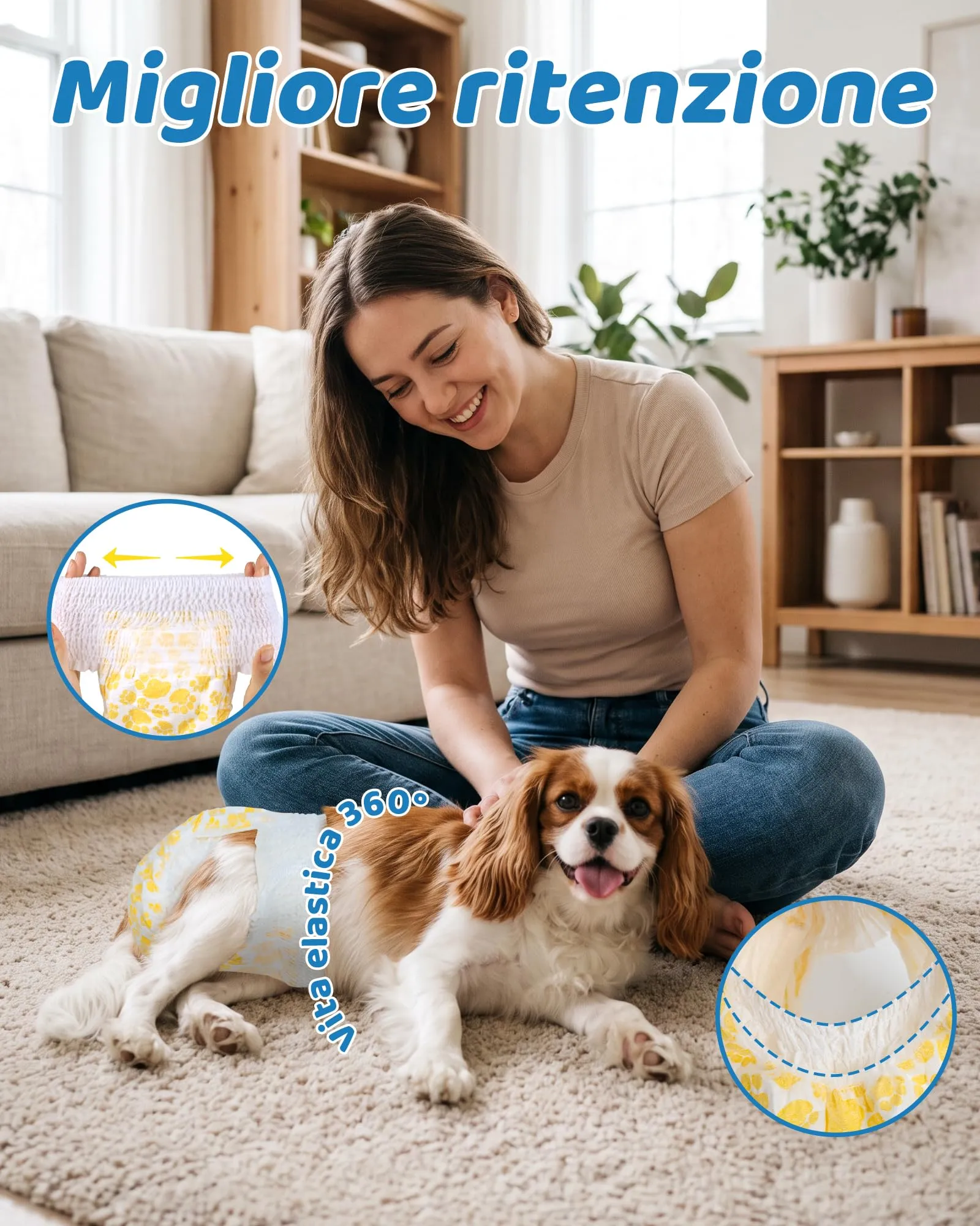 Flying Paws Pannolini monouso per cagne, Gialli, 24 pezzi (S(28-44cm)) - immagine 2