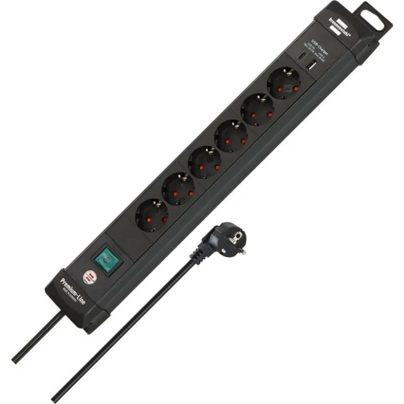 Multipresa Brennenstuhl 1951160608 6 prese 2 USB con interruttore e protezione - immagine 1