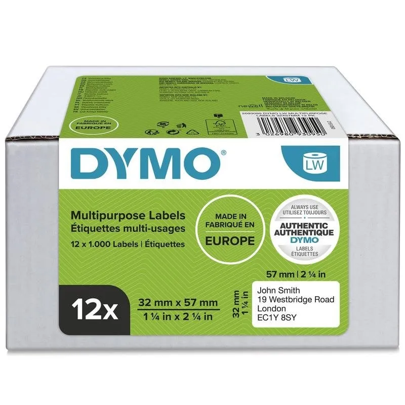 Etichette DYMO LabelWriter 32x57mm 12 rotoli 1000 etichette autoadesive - immagine 1