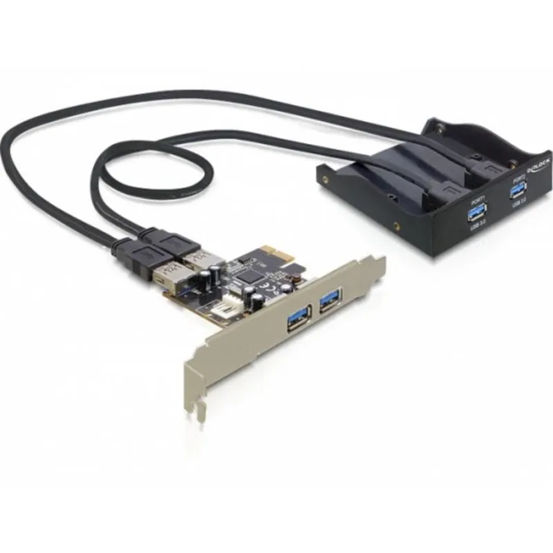 Scheda di Interfaccia PCIe a USB 3.2 Gen 1 4 porte Delock Nero - immagine 1