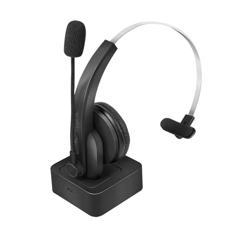 Auricolari LogiLink BT0059 wireless Bluetooth per ufficio con microfono nero - immagine 1