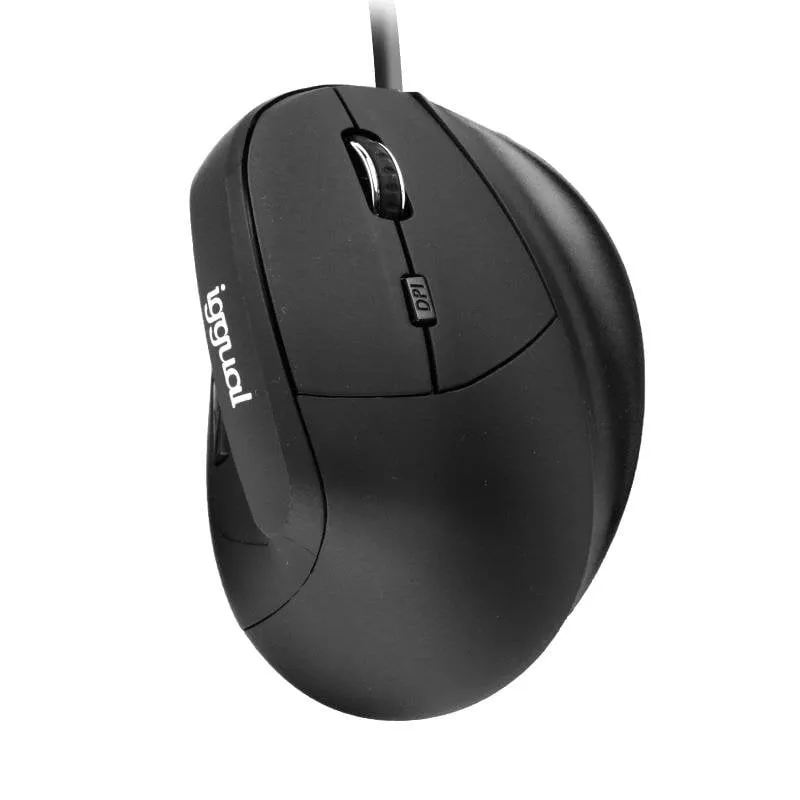 Mouse iggual ERGO-V USB 2400 DPI Nero Ergonomico Mano Destra 6 Pulsanti - immagine 1