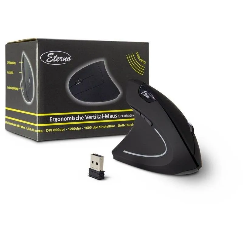 Mouse Inter-Tech KM-206L RF wireless 1600 DPI Nero Bianco Design verticale - immagine 1