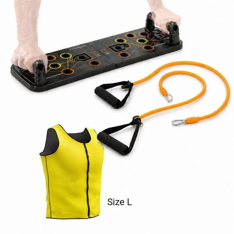 Pack Tavolo Push-up InnovaGoods con Bande di Resistenza e Giubbotto Sauna Uomo - immagine 1