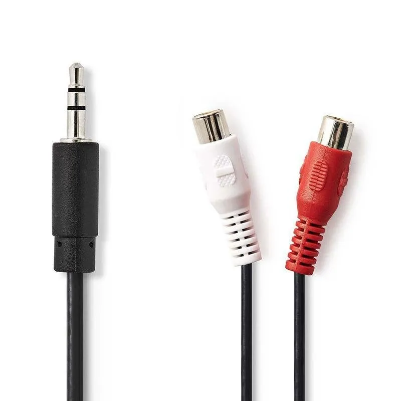 Cavo Adattatore Audio Nedis 3.5mm Maschio a 2x RCA Femmina 0.2m Nero - immagine 1