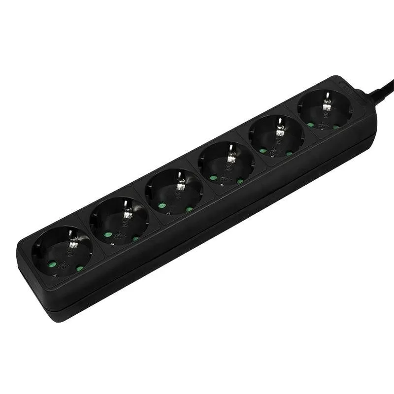 Multipresa LogiLink LPS238B 6 prese con interruttore e cavo 1,5 m nero - immagine 1