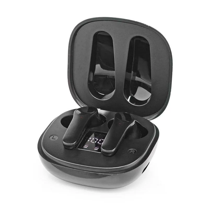 Auricolari Nedis HPBT5060BK wireless Bluetooth con cancellazione rumore, microfono e custodia USB-C neri - immagine 1