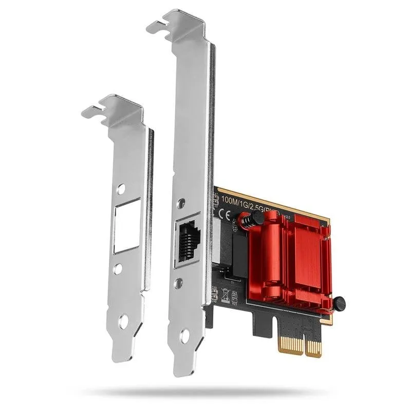 Scheda di Rete Axagon PCEE-G25 PCI Express Ethernet 2,5 Gbit/s Rosso Argento - immagine 1